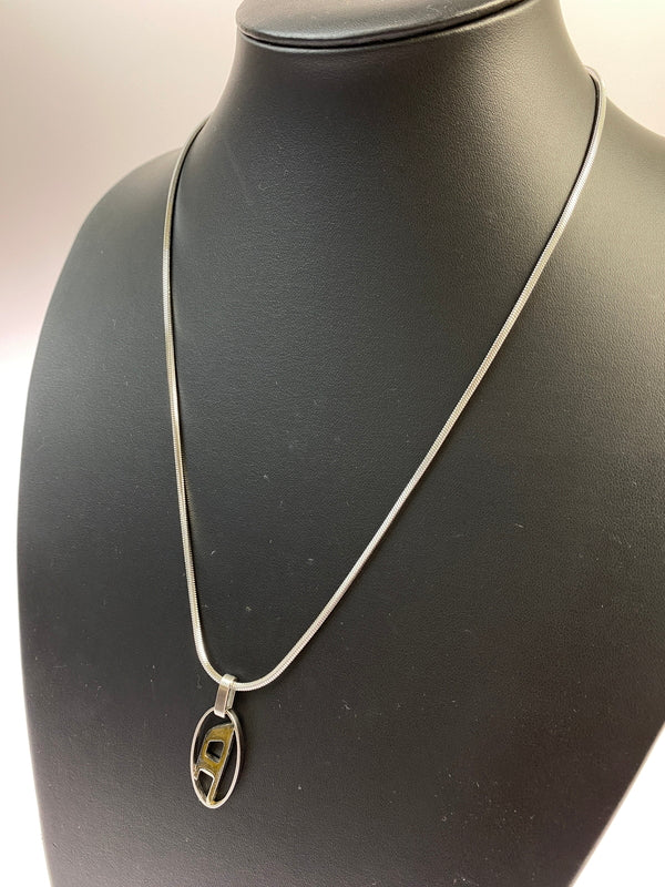 【中古品】【メンズ】 DIESEL ディーゼル D LOGO NECKLACE ロゴ ネックレス アクセサリー 193-261027-jt-07-min カラー：シルバー 万代Net店