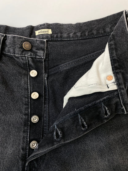 【中古品】【メンズ】 REFOMED リフォメッド × EDWIN エドウィン FRESH MAN DENIM WIDE PANTS K80262 フレッシュ マン デニム ワイド パンツ メンズ ボトムス ジーンズ ジーパン 151-261022-em-34-min サイズ：1 カラー：インディゴブラック 万代Net店