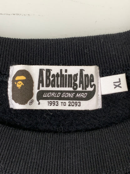 【中古品】【メンズ】 A BATHING APE アベイシングエイプ BAPE FELT SHARK CREWNECK SWEAT ベイプ フェルト シャーク クルーネック スウェット メンズ トップス 長袖 トレーナー 142-261020-em-21-min サイズ：XL カラー：ブラック 万代Net店