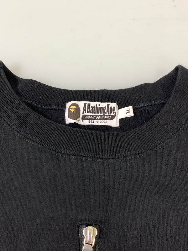【中古品】【メンズ】 A BATHING APE アベイシングエイプ BAPE FELT SHARK CREWNECK SWEAT ベイプ フェルト シャーク クルーネック スウェット メンズ トップス 長袖 トレーナー 142-261020-em-21-min サイズ：XL カラー：ブラック 万代Net店