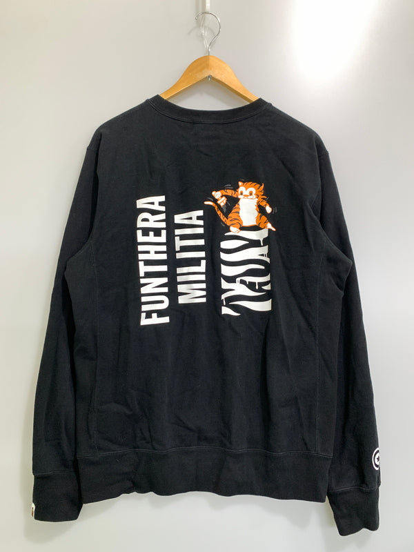 【中古品】【メンズ】 A BATHING APE アベイシングエイプ TIGER PLINT CREWNECK SWEAT タイガー プリント クルーネック スウェット 長袖 トレーナー メンズ トップス 142-261020-em-20-min サイズ：XL カラー：ブラック 万代Net店