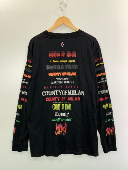 【現状渡し品】【メンズ】 MARCELO BURLON マルセロ・バーロン COUNTY LS TEE CMAB007F18001066 カウンティ ロングスリーブ Tシャツ メンズ 長袖 トップス 141-261022-em-24-min サイズ：M カラー：ブラック 万代Net店