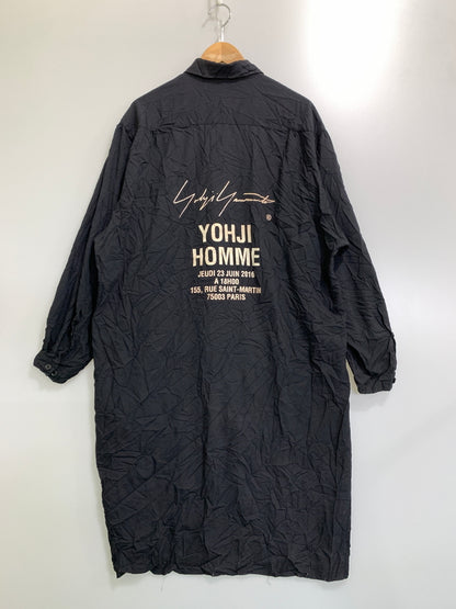 【中古品】【メンズ】 YOHJI YAMAMOTO ヨウジヤマモト ツイルシワ加工 スタッフシャツ B HW-B09-941 長袖シャツ メンズ トップス 140-261020-em-13-min サイズ：3 カラー：ブラック 万代Net店