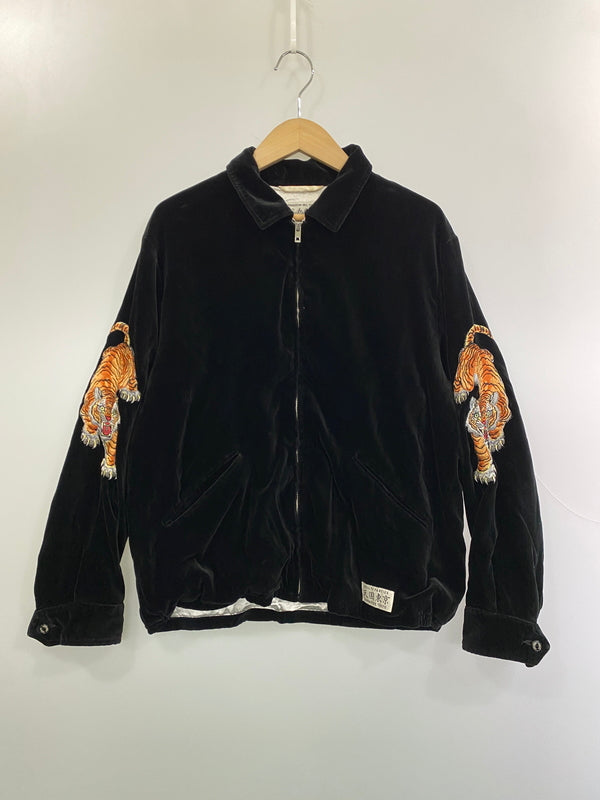 【中古品】【メンズ】 WACKO MARIA ワコマリア x TIM LEHI ティム・リーハイ VELVET VIETNAM JACKET ベルベット ベトナム ジャケット メンズ アウター 光沢 虎 刺繍 ベトジャン 142-261022-em-35-min サイズ：L カラー：ブラック 万代Net店