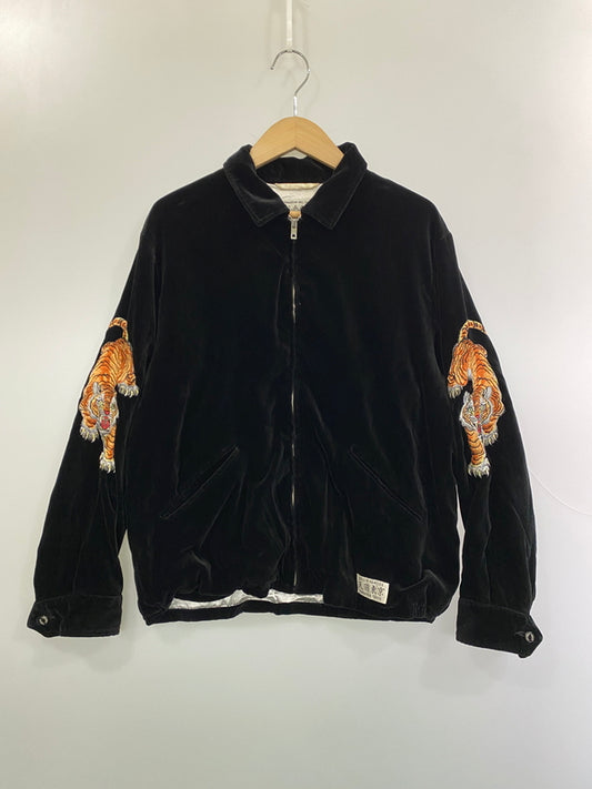 【中古品】【メンズ】 WACKO MARIA ワコマリア x TIM LEHI ティム・リーハイ VELVET VIETNAM JACKET ベルベット ベトナム ジャケット メンズ アウター 光沢 虎 刺繍 ベトジャン 142-261022-em-35-min サイズ：L カラー：ブラック 万代Net店