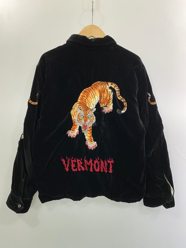 【中古品】【メンズ】 WACKO MARIA ワコマリア x TIM LEHI ティム・リーハイ VELVET VIETNAM JACKET ベルベット ベトナム ジャケット メンズ アウター 光沢 虎 刺繍 ベトジャン 142-261022-em-35-min サイズ：L カラー：ブラック 万代Net店