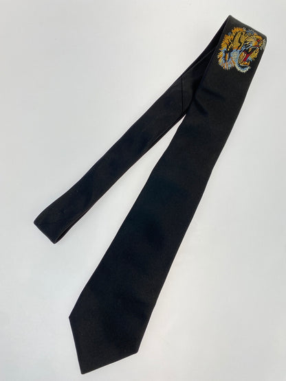 【中古品】【メンズ】 GUCCI グッチ TIGER NECKTIE タイガー ネクタイ 182-261027-jt-05-min カラー：ブラック 万代Net店