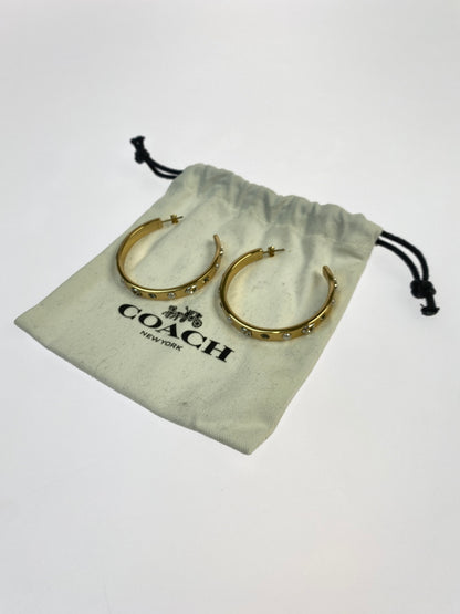【中古品】【レディース】 COACH コーチ ロゴ ラインストーン フープ ピアス アクセサリー 182-261027-jt-12-min カラー：ゴールド 万代Net店