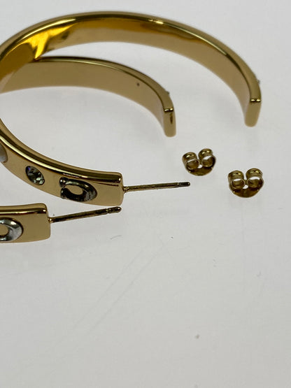 【中古品】【レディース】 COACH コーチ ロゴ ラインストーン フープ ピアス アクセサリー 182-261027-jt-12-min カラー：ゴールド 万代Net店