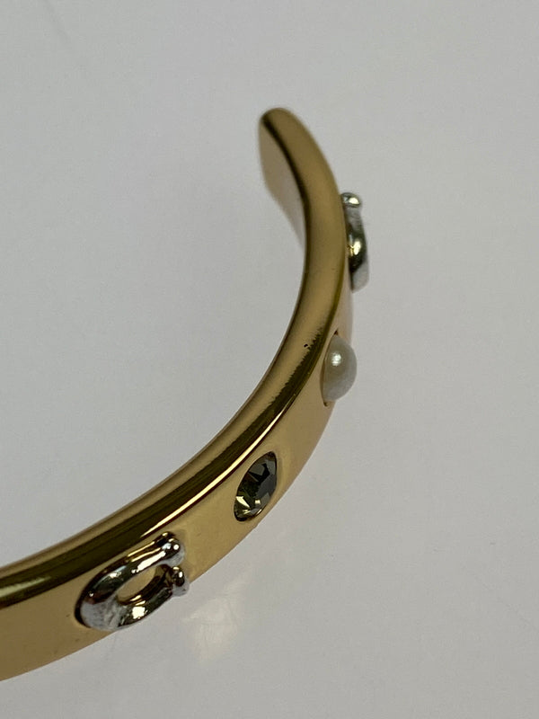 【中古品】【レディース】 COACH コーチ ロゴ ラインストーン フープ ピアス アクセサリー 182-261027-jt-12-min カラー：ゴールド 万代Net店