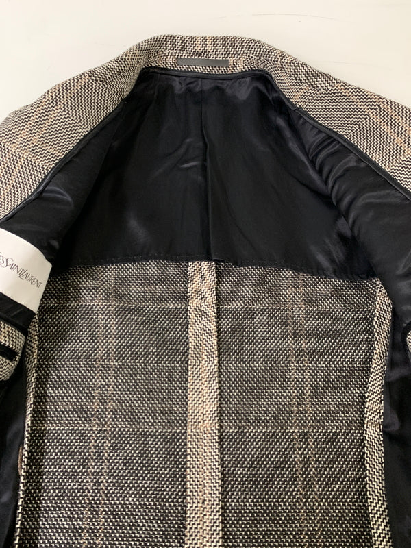 【中古品】【メンズ】 YVE SAINT LAURENT イヴ・サンローラン CHECK CHESTER COAT ステファノ期 チェックコート チェスターコート アウター 141-261024-ta-02-min サイズ：46R カラー：マルチカラー 万代Net店