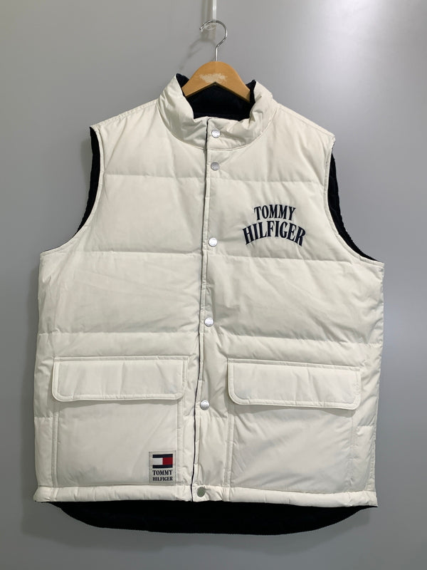 【中古品】【メンズ】 TOMMY HILFIGER トミーヒルフィガー コーデュロイ リバーシブル ベスト ダウンベスト ナイロンベスト 147-261024-ta-21-min サイズ：XL カラー：ネイビー/ホワイト 万代Net店