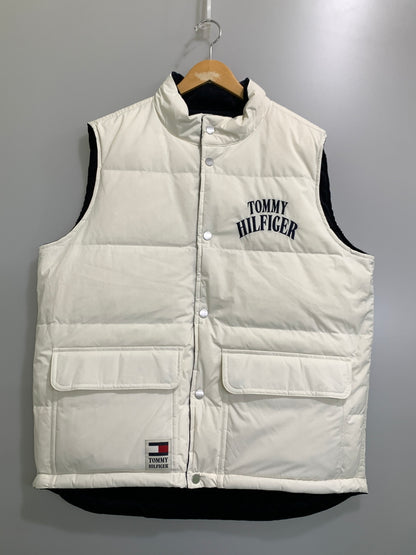 【中古品】【メンズ】 TOMMY HILFIGER トミーヒルフィガー コーデュロイ リバーシブル ベスト ダウンベスト ナイロンベスト 147-261024-ta-21-min サイズ：XL カラー：ネイビー/ホワイト 万代Net店
