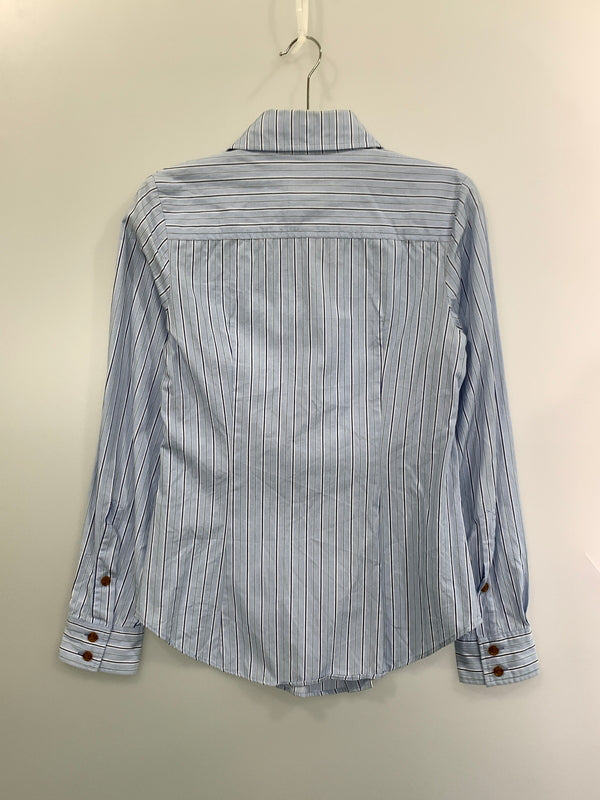 【中古品】【レディース】 VIVIENNE WESTWOOD RED LABEL ヴィヴィアン ウエストウッド レッド レーベル STRIPE SHIRT ストライプ シャツ 長袖 ロングスリーブ トップス 170-261028-hu-35-min サイズ：2 カラー：ライトブルー系 万代Net店
