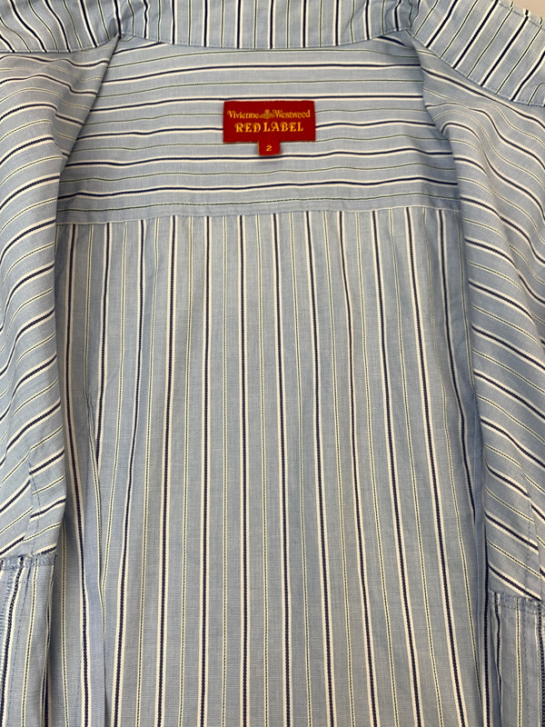 【中古品】【レディース】 VIVIENNE WESTWOOD RED LABEL ヴィヴィアン ウエストウッド レッド レーベル STRIPE SHIRT ストライプ シャツ 長袖 ロングスリーブ トップス 170-261028-hu-35-min サイズ：2 カラー：ライトブルー系 万代Net店