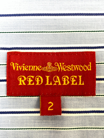 【中古品】【レディース】 VIVIENNE WESTWOOD RED LABEL ヴィヴィアン ウエストウッド レッド レーベル STRIPE SHIRT ストライプ シャツ 長袖 ロングスリーブ トップス 170-261028-hu-35-min サイズ：2 カラー：ライトブルー系 万代Net店