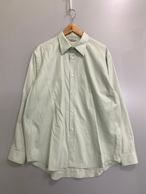 【中古品】【メンズ】 AURALEE オーラリー WASHED FINX TWILL SHIRT ウォッシュド フィンクス ツイル シャツ A25AS01TN 長袖 シャツ ロングスリーブ 140-261028-hu-05-min サイズ：5 カラー：ミントグリーン系 万代Net店