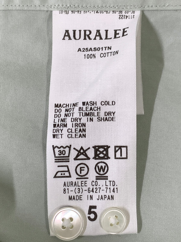 【中古品】【メンズ】 AURALEE オーラリー WASHED FINX TWILL SHIRT ウォッシュド フィンクス ツイル シャツ A25AS01TN 長袖 シャツ ロングスリーブ 140-261028-hu-05-min サイズ：5 カラー：ミントグリーン系 万代Net店