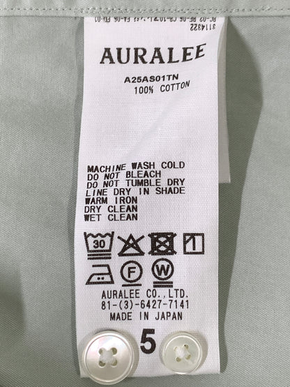 【中古品】【メンズ】 AURALEE オーラリー WASHED FINX TWILL SHIRT ウォッシュド フィンクス ツイル シャツ A25AS01TN 長袖 シャツ ロングスリーブ 140-261028-hu-05-min サイズ：5 カラー：ミントグリーン系 万代Net店