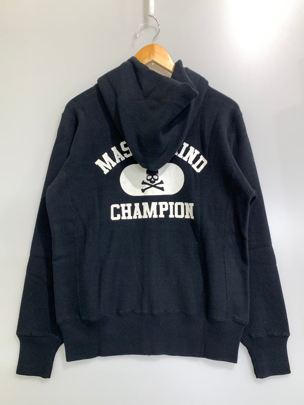 【中古品】【メンズ】 MASTER MIND マスターマインド × CHAMPION チャンピオン REVERSE FULL ZIP HOODED SWEATSHIRT C8-A123 リバース フルジップ フーデッド スウェットシャツ 140-261029-em-02-min サイズ：M カラー：ブラック 万代Net店