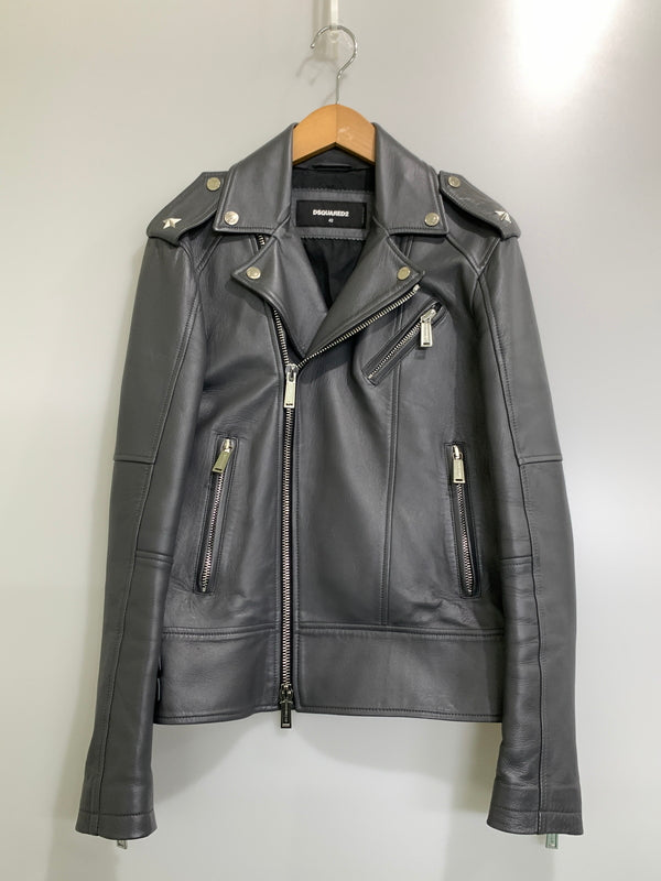 【中古品】【メンズ】 DSQUARED2 ディースクエアード S74AM1203 21AW ダブルライダースジャケット レザージャケット アウター 141-261024-ta-07-min サイズ：42 カラー：グレイ 万代Net店