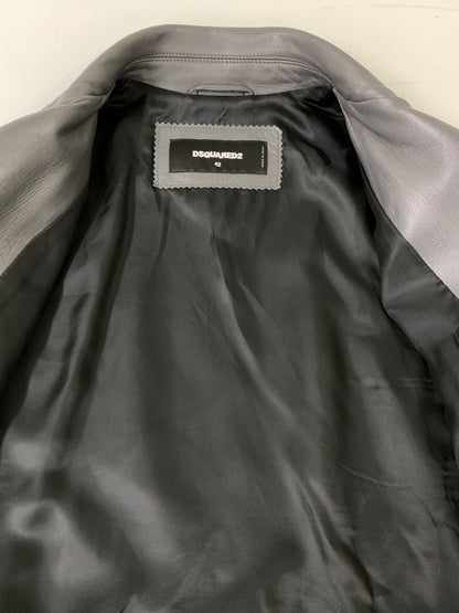 【中古品】【メンズ】 DSQUARED2 ディースクエアード S74AM1203 21AW ダブルライダースジャケット レザージャケット アウター 141-261024-ta-07-min サイズ：42 カラー：グレイ 万代Net店