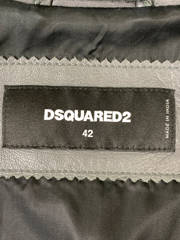 【中古品】【メンズ】 DSQUARED2 ディースクエアード S74AM1203 21AW ダブルライダースジャケット レザージャケット アウター 141-261024-ta-07-min サイズ：42 カラー：グレイ 万代Net店