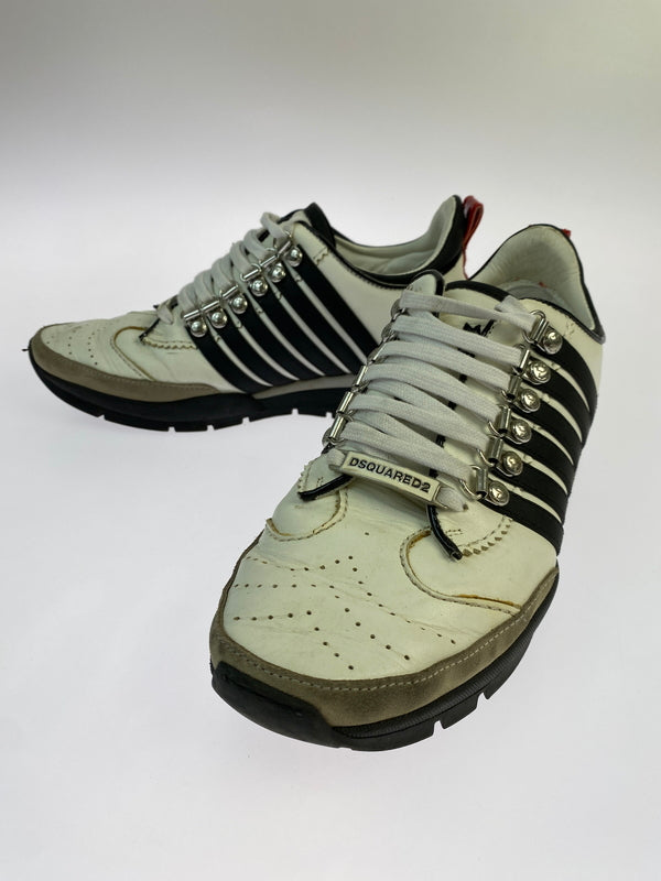 【中古品】【メンズ】 DSQUARED2 ディースクエアード レザー スニーカー 靴 シューズ 163-261026-hu-15-min サイズ：39 1/2 カラー：ホワイト/ブラック 万代Net店
