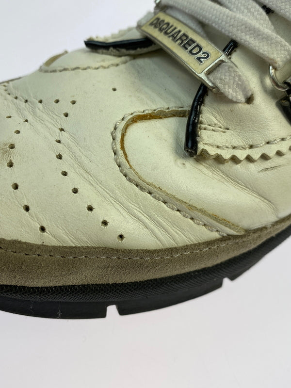【中古品】【メンズ】 DSQUARED2 ディースクエアード レザー スニーカー 靴 シューズ 163-261026-hu-15-min サイズ：39 1/2 カラー：ホワイト/ブラック 万代Net店