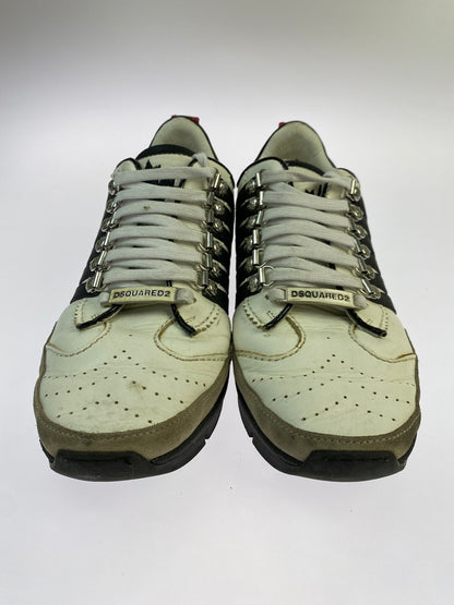 【中古品】【メンズ】 DSQUARED2 ディースクエアード レザー スニーカー 靴 シューズ 163-261026-hu-15-min サイズ：39 1/2 カラー：ホワイト/ブラック 万代Net店