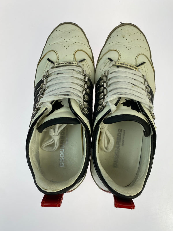 【中古品】【メンズ】 DSQUARED2 ディースクエアード レザー スニーカー 靴 シューズ 163-261026-hu-15-min サイズ：39 1/2 カラー：ホワイト/ブラック 万代Net店
