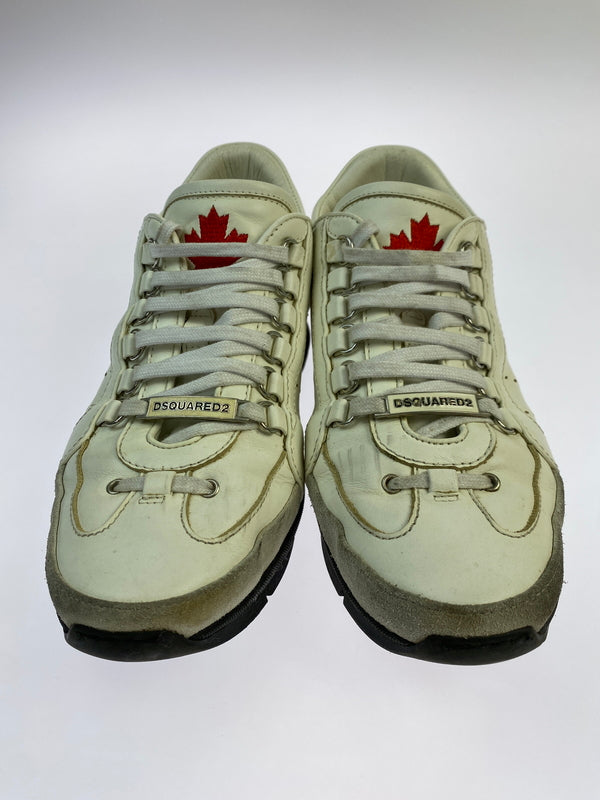 【中古品】【メンズ】 DSQUARED2 ディースクエアード ロゴ刺繍 厚底 ローカット スニーカー 靴 シューズ 162-261026-hu-11-min サイズ：39 1/2 カラー：クリーム系 万代Net店