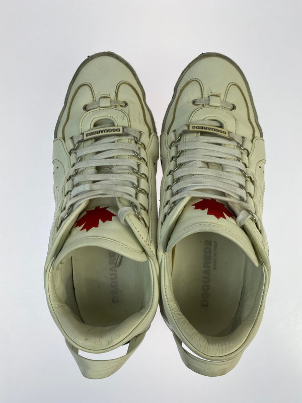 【中古品】【メンズ】 DSQUARED2 ディースクエアード ロゴ刺繍 厚底 ローカット スニーカー 靴 シューズ 162-261026-hu-11-min サイズ：39 1/2 カラー：クリーム系 万代Net店