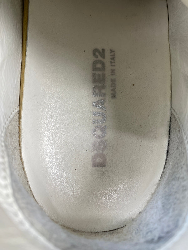 【中古品】【メンズ】 DSQUARED2 ディースクエアード ロゴ刺繍 厚底 ローカット スニーカー 靴 シューズ 162-261026-hu-11-min サイズ：39 1/2 カラー：クリーム系 万代Net店