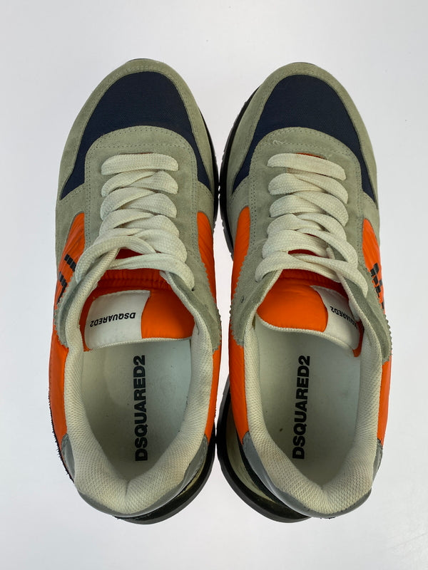 【中古品】【メンズ】 DSQUARED2 ディースクエアード ローカット スニーカー 靴 シューズ 163-261026-hu-14-min サイズ：40 カラー：グレー/オレンジ/ネイビー 万代Net店