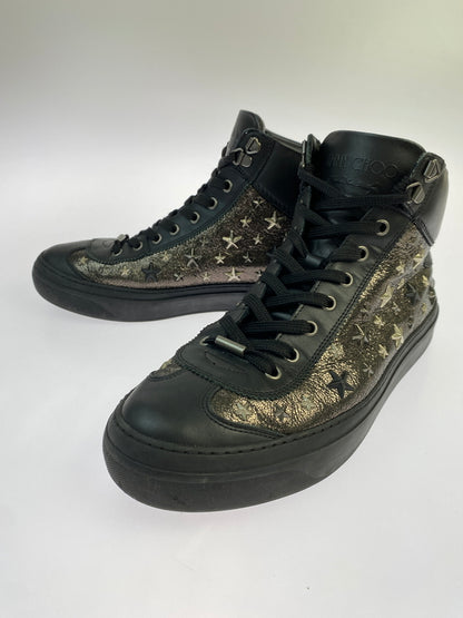 【中古品】【メンズ】 JIMMY CHOO ジミーチュウ ARGYLE HIGH CUT SNEAKER アーガイル ハイカットスニーカー 靴 シューズ 183-261026-hu-20-min サイズ：42 カラー：ブラック 万代Net店