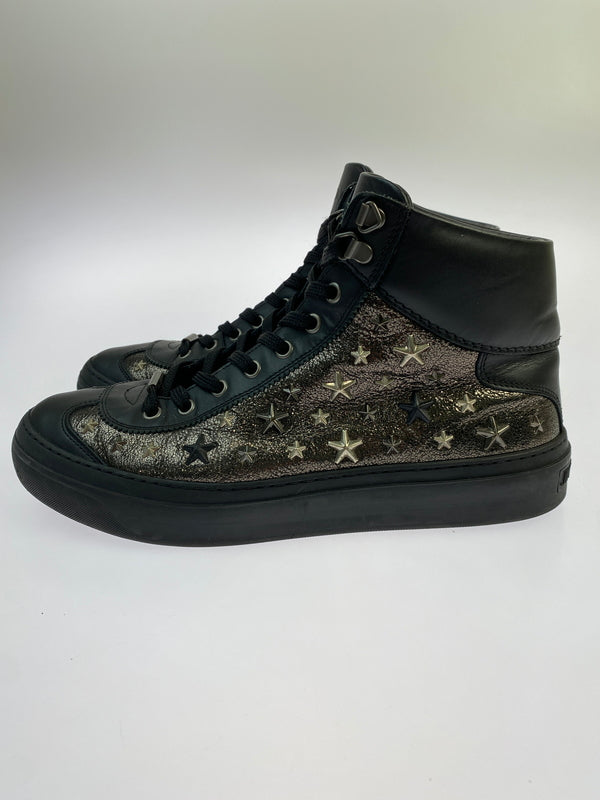 【中古品】【メンズ】 JIMMY CHOO ジミーチュウ ARGYLE HIGH CUT SNEAKER アーガイル ハイカットスニーカー 靴 シューズ 183-261026-hu-20-min サイズ：42 カラー：ブラック 万代Net店