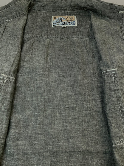 【中古品】【メンズ】 KENZO ケンゾー FLOWER WORK SHIRT フラワー ワーク シャツ 長袖シャツ ロングスリーブ トップス 146-261028-hu-37-min サイズ：M カラー：グレー系 万代Net店