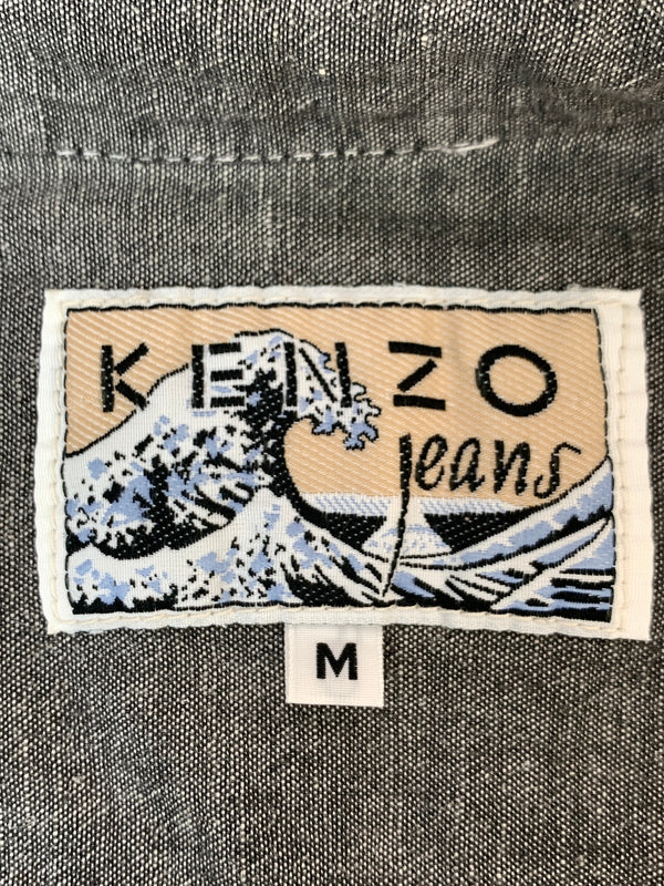【中古品】【メンズ】 KENZO ケンゾー FLOWER WORK SHIRT フラワー ワーク シャツ 長袖シャツ ロングスリーブ トップス 146-261028-hu-37-min サイズ：M カラー：グレー系 万代Net店