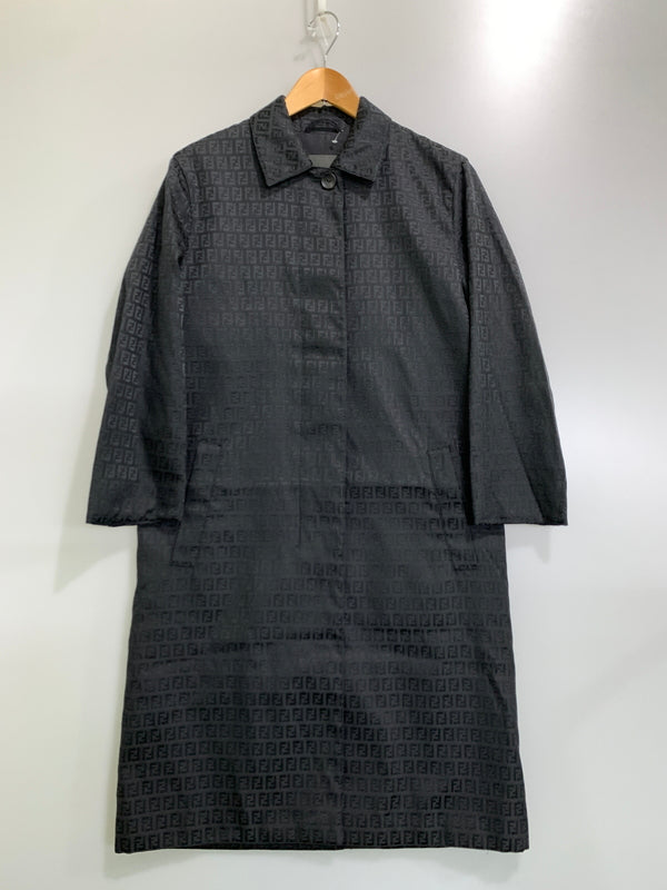 【中古品】【メンズ】 FENDI フェンディ ZUCCA LONG COAT ロングコート ステンカラーコート アウター 141-261024-ta-06-min サイズ：44 カラー：ブラック 万代Net店