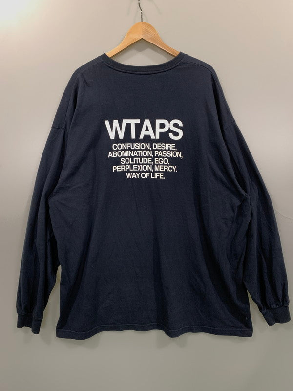 【中古品】【メンズ】 WTAPS ダブルタップス INGREDIENTS LS TEE イングレディエンツ ロングスリーブ Tシャツ 長袖 トップス 142-261027-hu-31-min サイズ：X04 カラー：ネイビー 万代Net店