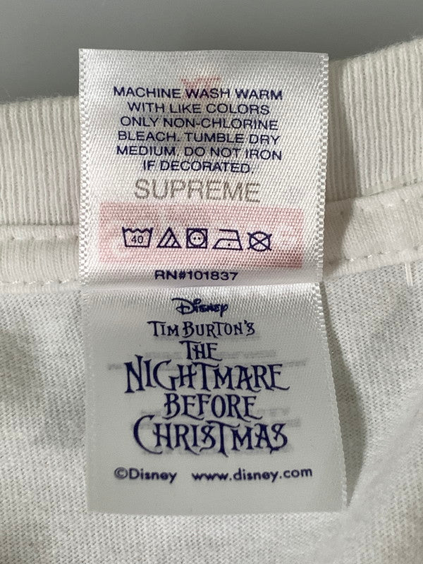 【中古品】【メンズ】 SUPREME × NIGHTMARE BEFORE CHRISTMAS シュプリーム ナイトメアービフォアクリスマス SKELETON TEE スケルトン Tシャツ 半袖 ショートスリーブ トップス 149-261027-hu-27-min サイズ：XL カラー：ホワイト 万代Net店