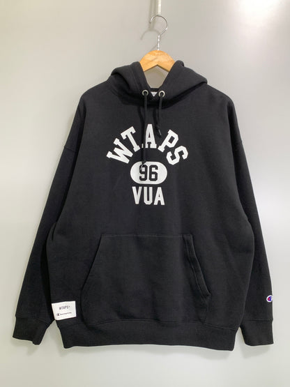 【中古品】【メンズ】 WTAPS×CHAMPION ダブルタップス チャンピオン ACADEMY HOODIE アカデミーフーディ パーカー トップス 142-261024-ta-22-min サイズ：L カラー：ブラック 万代Net店
