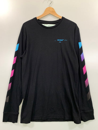【中古品】【メンズ】 OFF-WHITE オフホワイト GRADATION ARROW LS TEE グラデーションアロー ロングスリーブ Tシャツ 長袖 トップス 142-261027-hu-32-min サイズ：L カラー：ブラック 万代Net店