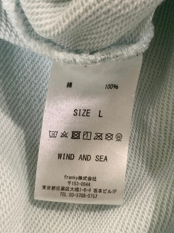 【現状渡し品】【メンズ】 WIND AND SEA ウィンダンシー LOGO HOODIE ロゴ フーディー パーカー トップス 142-261027-hu-39-min サイズ：L カラー：ライトブルー系 万代Net店