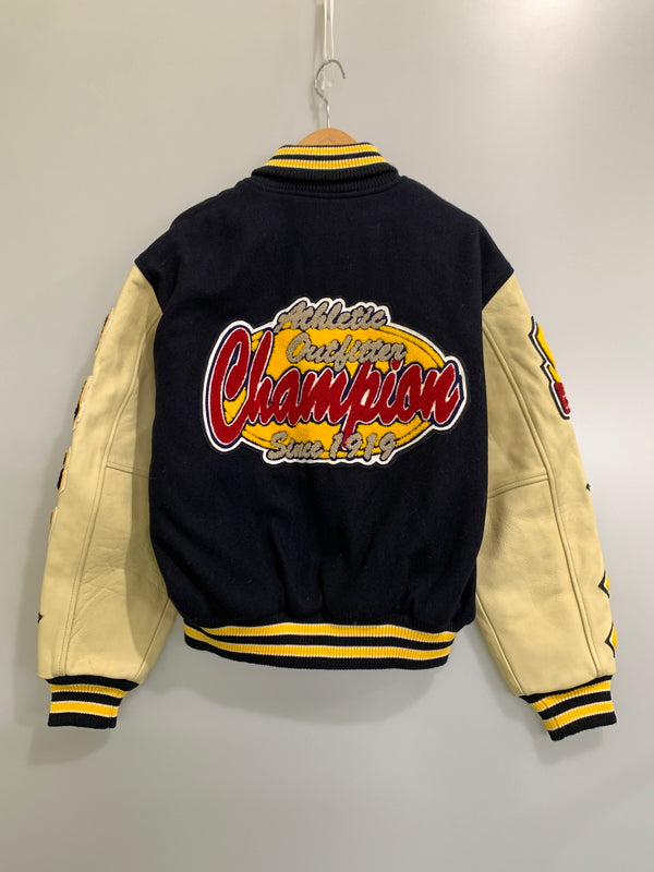 【中古品】【メンズ】 CHAMPION チャンピオン 80周年記念 STADIUM JACKET スタジアムジャケット スタジャン 限定アワードジャケット メンズ アウター 146-261029-em-14-min サイズ：L カラー：ネイビー/アイボリー 万代Net店