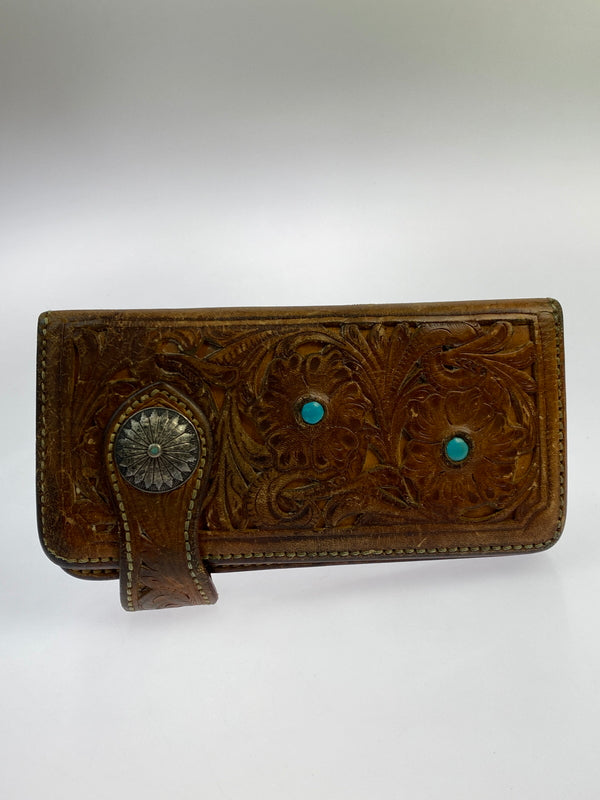 【中古品】【メンズ】 SAAD サード CARVING LEATHER WALLET カービング レザー ウォレット 長財布 財布 200-261027-jt-15-min カラー：ブラウン 万代Net店