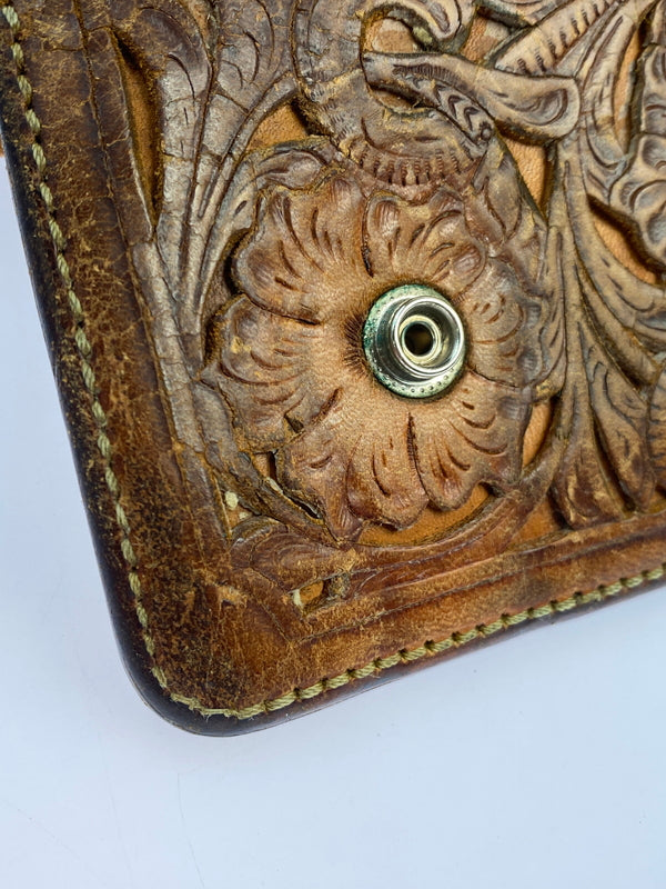 【中古品】【メンズ】 SAAD サード CARVING LEATHER WALLET カービング レザー ウォレット 長財布 財布 200-261027-jt-15-min カラー：ブラウン 万代Net店
