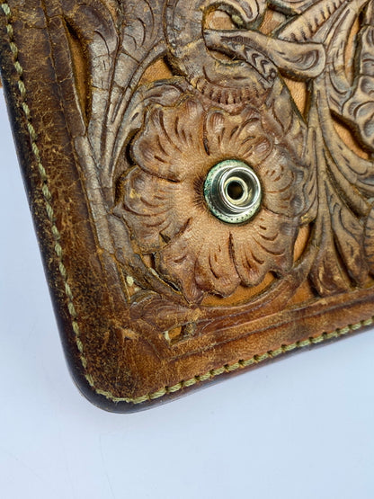 【中古品】【メンズ】 SAAD サード CARVING LEATHER WALLET カービング レザー ウォレット 長財布 財布 200-261027-jt-15-min カラー：ブラウン 万代Net店
