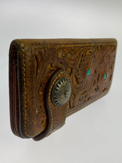 【中古品】【メンズ】 SAAD サード CARVING LEATHER WALLET カービング レザー ウォレット 長財布 財布 200-261027-jt-15-min カラー：ブラウン 万代Net店